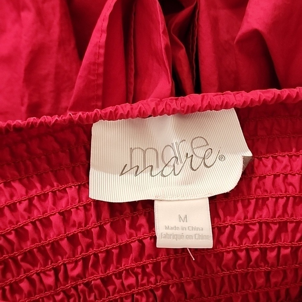 Anthropologie + Mare Mare Red Puff Sleeve Mini Dress Size Medium - Picture 6 of 8